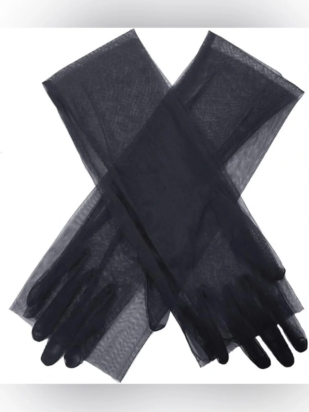 Katutude Black Evening Gloves: Above-the-Elbow Tulle Length. These fashionable